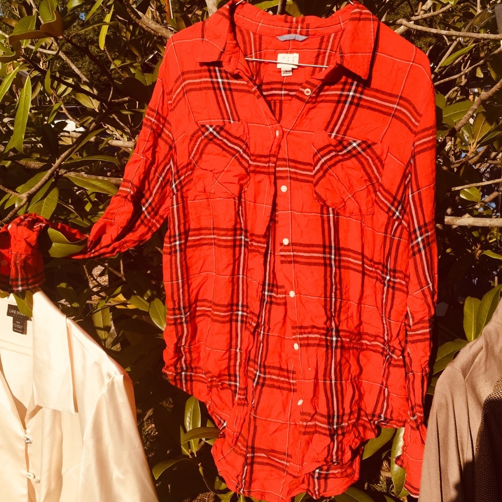 Poppy Plaid Button Up